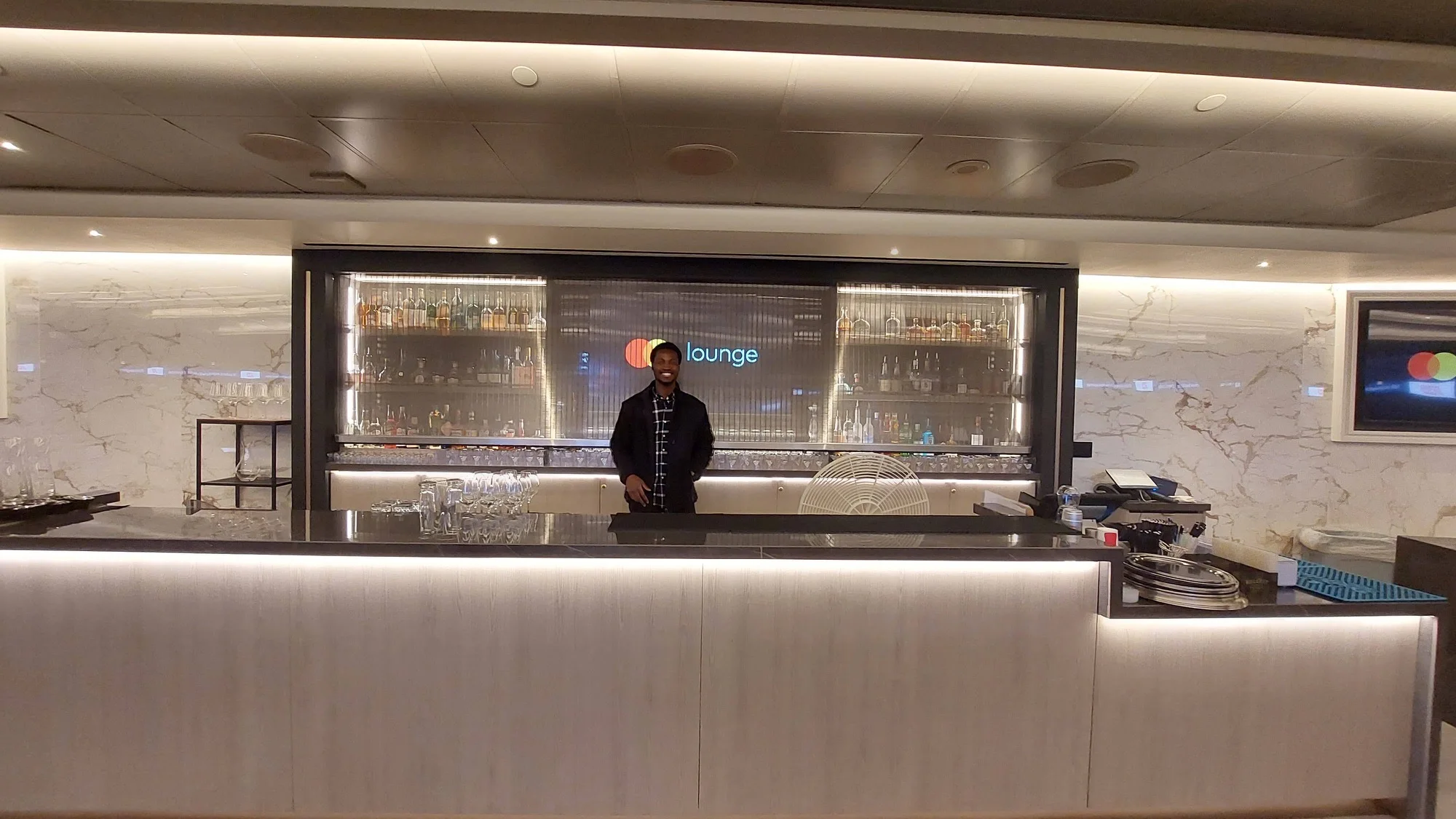 Completed Mastercard Lounge bar and ceiling in January 2024