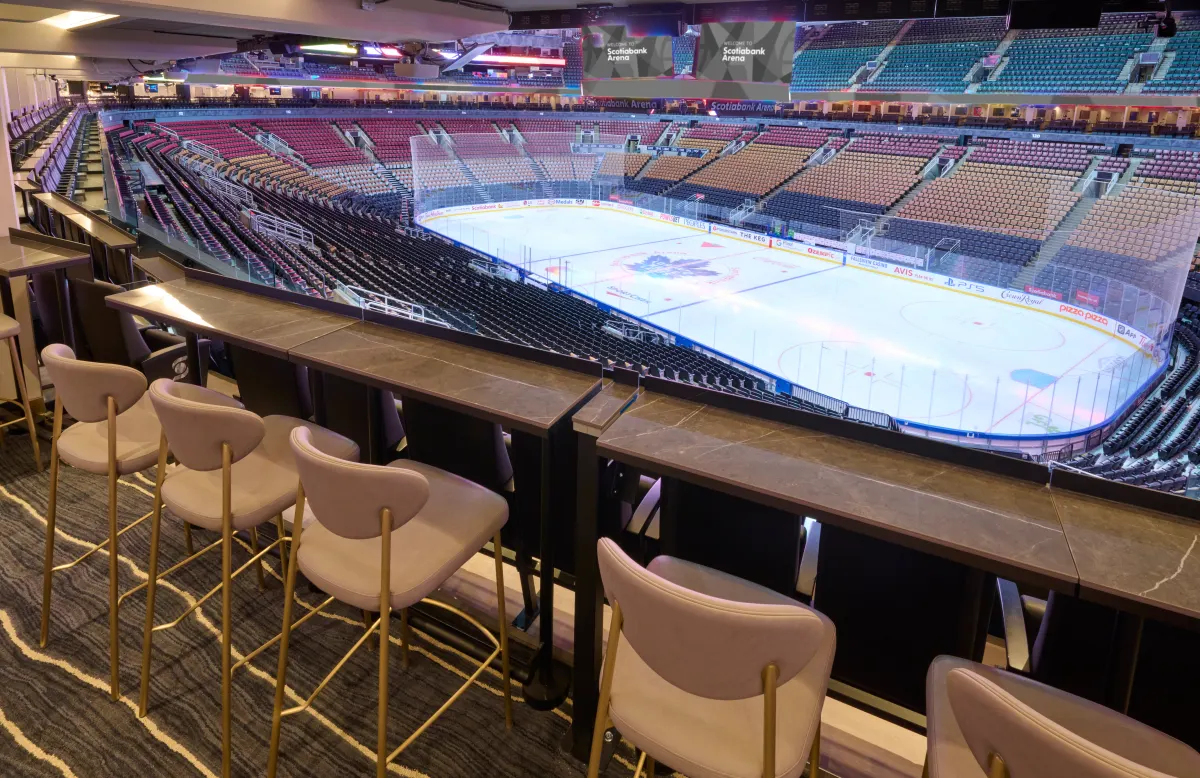 View of the arena bowl from a completed suite; official photograph